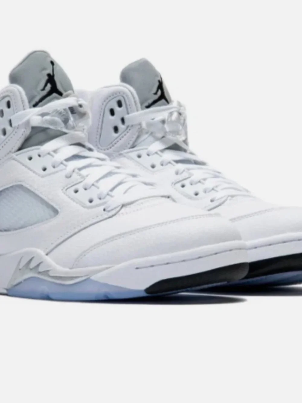 NIKE Air Jordan 5 Men White Silver Ice High Top Basketball Sneakers